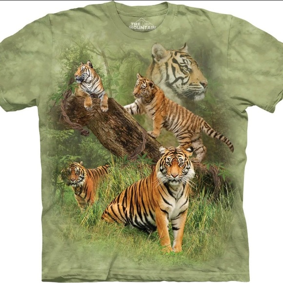 The Mountain Other - The Mountain Wild Tiger Collage Orange Tigers Stripes Animal Adult T-Shirt Sz M
